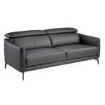 3-Sitzer-Sofa mit Lederbezug und schwarzen Stahlbeinen