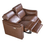 Divano a 2 posti in pelle marrone con relax