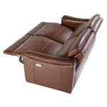 Divano a 2 posti in pelle marrone con relax