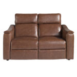 Divano a 2 posti in pelle marrone con relax