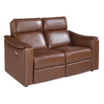 Divano a 2 posti in pelle marrone con relax