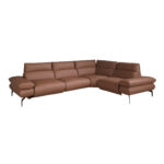 Brown leather modular relax corner sofa