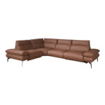 Brown leather modular relax corner sofa