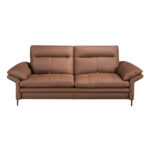Brown leather 3-seater sofa