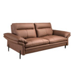 Brown leather 3-seater sofa