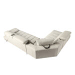 Linksseitiges Ecksofa aus hellgrauem Leder