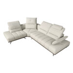 Linksseitiges Ecksofa aus hellgrauem Leder