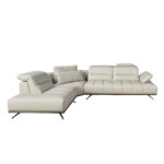 Linksseitiges Ecksofa aus hellgrauem Leder