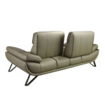 Olive green leather 2-seater sofa