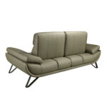 Olive green leather 2-seater sofa