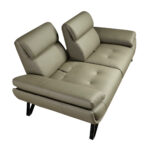 Olive green leather 2-seater sofa