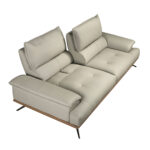 Grey taupe leather 3-seater sofa