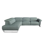 Sofá chaise longue relax izquierda piel verde turquesa