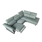 Sofá chaise longue relax derecha piel verde turquesa