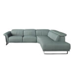 Sofá chaise longue relax derecha piel verde turquesa