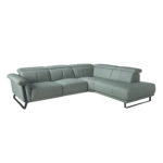 Sofá chaise longue relax derecha piel verde turquesa