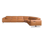 Brown leather modular relax corner sofa