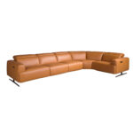 Brown leather modular relax corner sofa