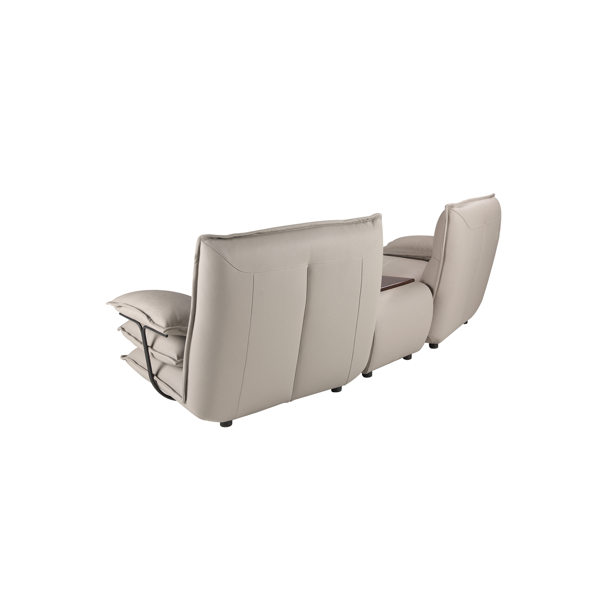 Canapé 2 places en cuir gris taupe Canapé 2 places en cuir gris taupe