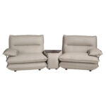 Canapé 2 places en cuir gris taupe
