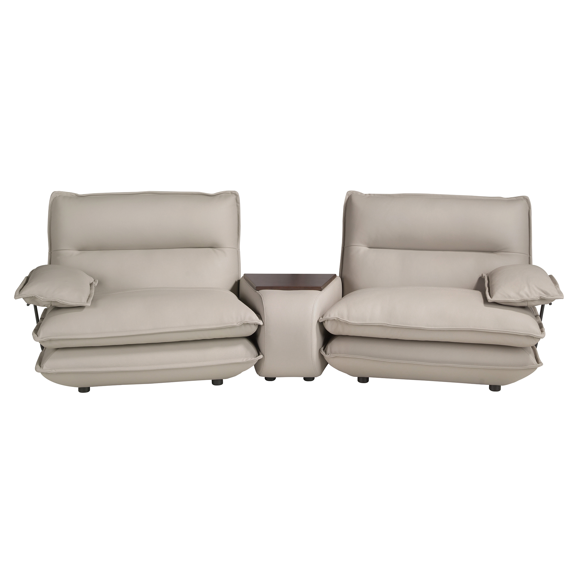 Canapé 2 places en cuir gris taupe Canapé 2 places en cuir gris taupe