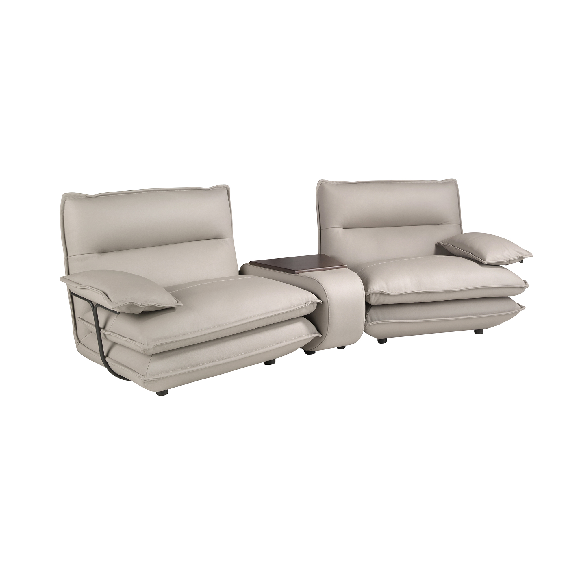 Canapé 2 places en cuir gris taupe Canapé 2 places en cuir gris taupe