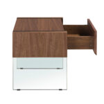 Walnut wood nightstand and tempered glass