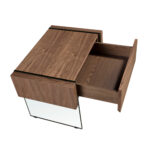 Walnut wood nightstand and tempered glass