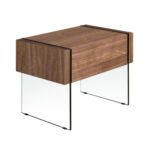 Walnut wood nightstand and tempered glass
