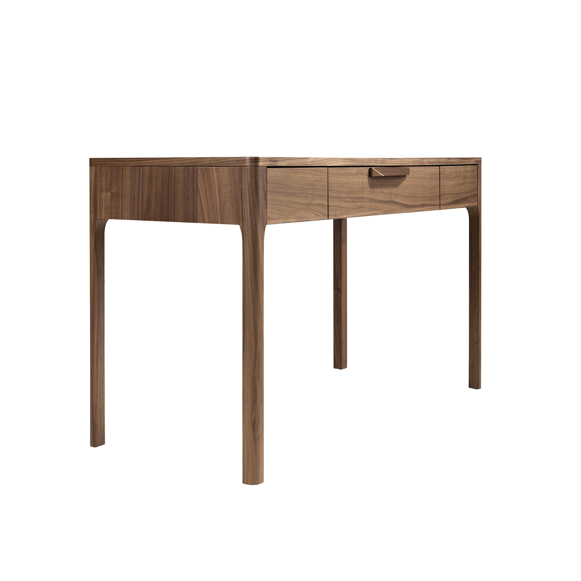 Comodino in noce con piano in vetro effetto marmo bianco e grigio lucido Comodino in noce con piano in vetro effetto marmo bianco e grigio lucido