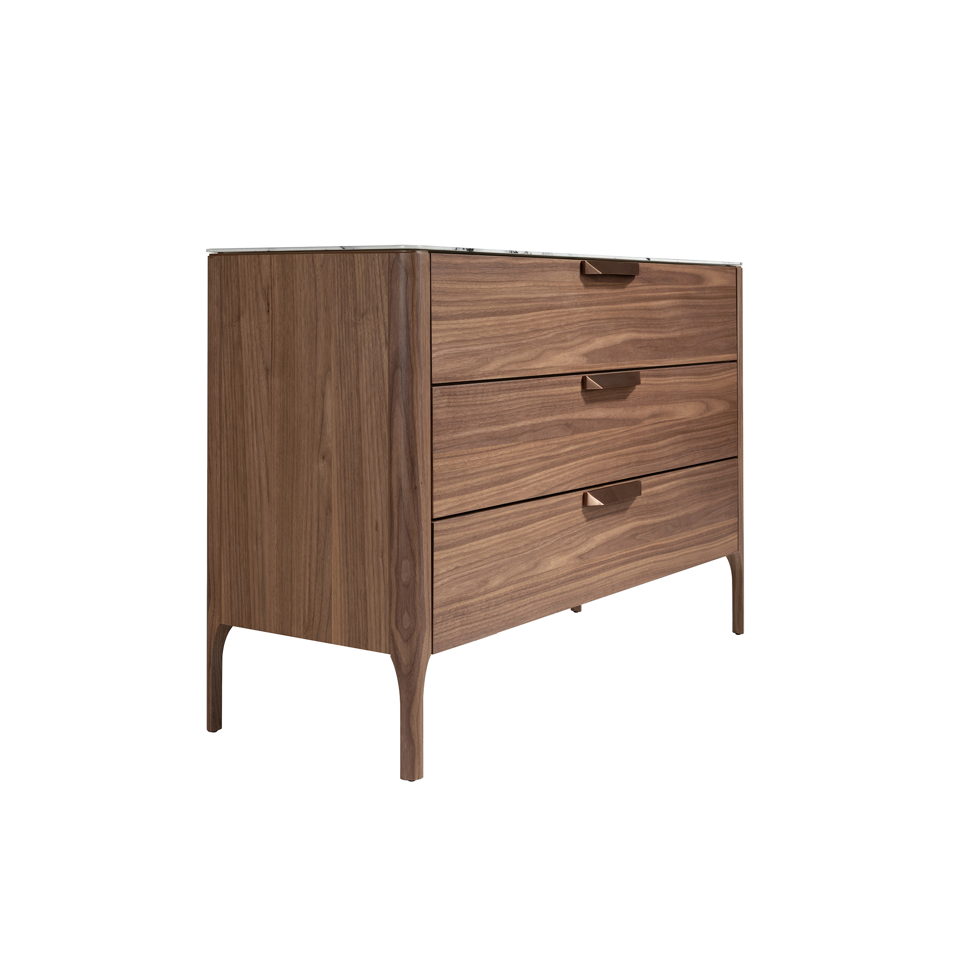 Walnut chest of drawers with marble-effect glass top Walnut chest of drawers with marble-effect glass top