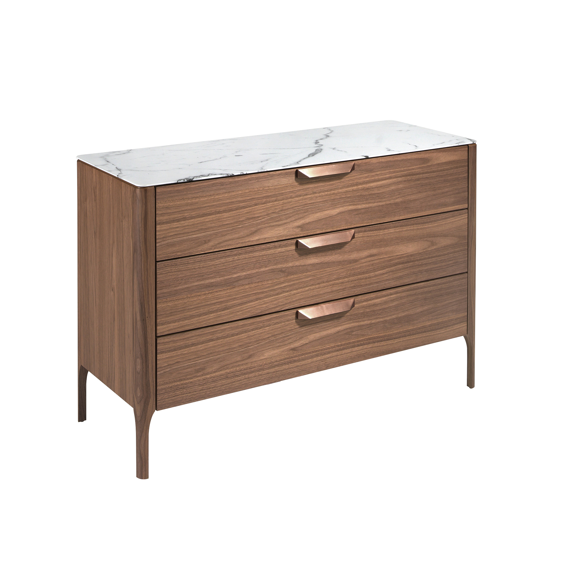 Walnut chest of drawers with marble-effect glass top Walnut chest of drawers with marble-effect glass top