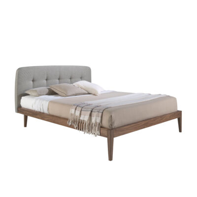 (Español) Cama capitoné tela color gris bed- Angel Cerda
