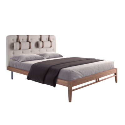 (Español) Cama capitoné tela color gris bed - Angel Cerda
