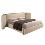 Lit en simili cuir couleur vison