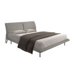 Lit en tissu gris foncé