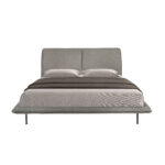 Lit en tissu gris foncé
