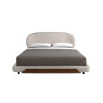 Lit en tissu gris clair