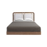 Lit en tissu coloris beige et gris