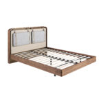 Lit en tissu coloris beige et gris