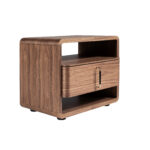 Nachttisch aus Nussbaum und schwarzem PVC