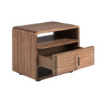 Nachttisch aus Nussbaum und schwarzem PVC