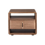 Nachttisch aus Nussbaum und schwarzem PVC