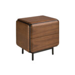 Mesita de noche nogal, wengué y acero negro