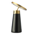 Lampe de table en marbre nero marquina et acier poli doré