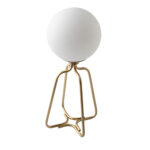 Tischleuchte aus goldenem Stahl und weißem Glas