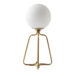 Tischleuchte aus goldenem Stahl und weißem Glas