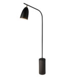 Lampadaire en marbre noir marquina et acier noir