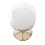 Lámpara de sobremesa en acero dorado y pantalla de cristal translúcido