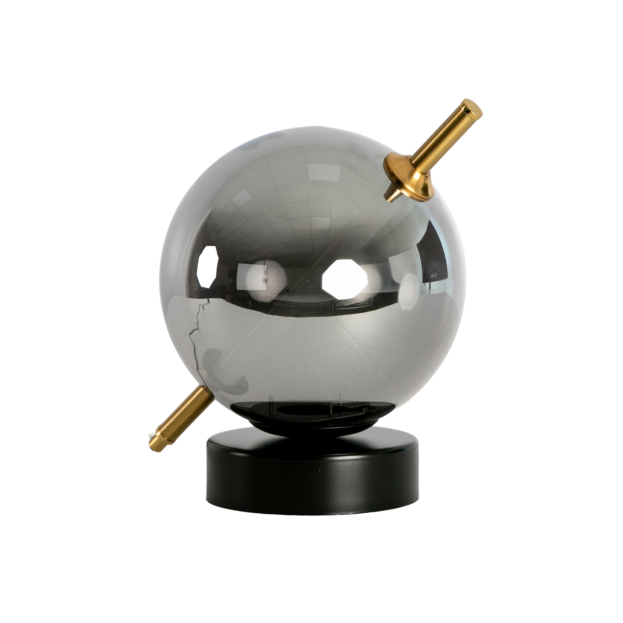 Lámpara sobremesa cristal efecto espejo fumé gris y acero negro Lámpara sobremesa cristal efecto espejo fumé gris y acero negro